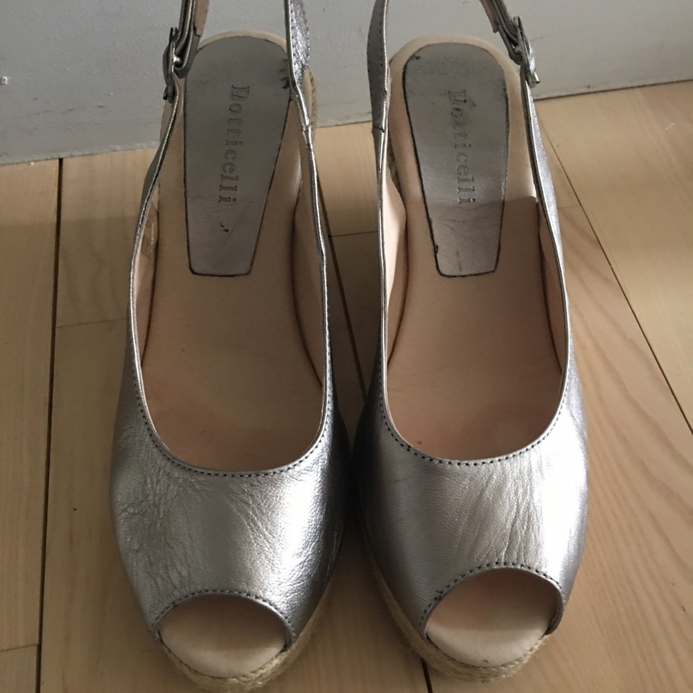 Botticelli Silver Leather Espadrilles